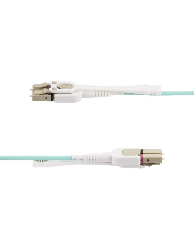 Cable de Fibra Óptica Multimodo LC a LC (UPC) OM4 de 3m - con Pestillos - 50/125µm - Redes de 100G - Resistente a los Dobleces 